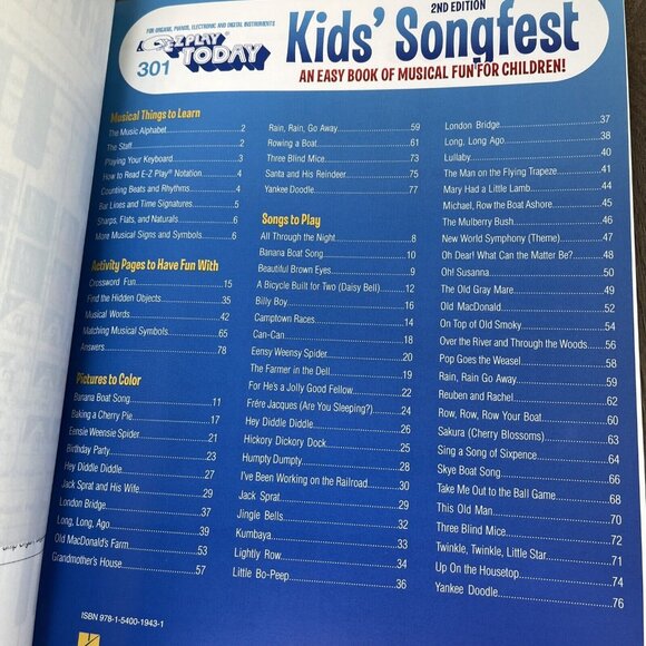 Kid's Songfest 2nd Edition Sheet Music E-Z Play Today Book Hal Leonard - Picture 6 of 6